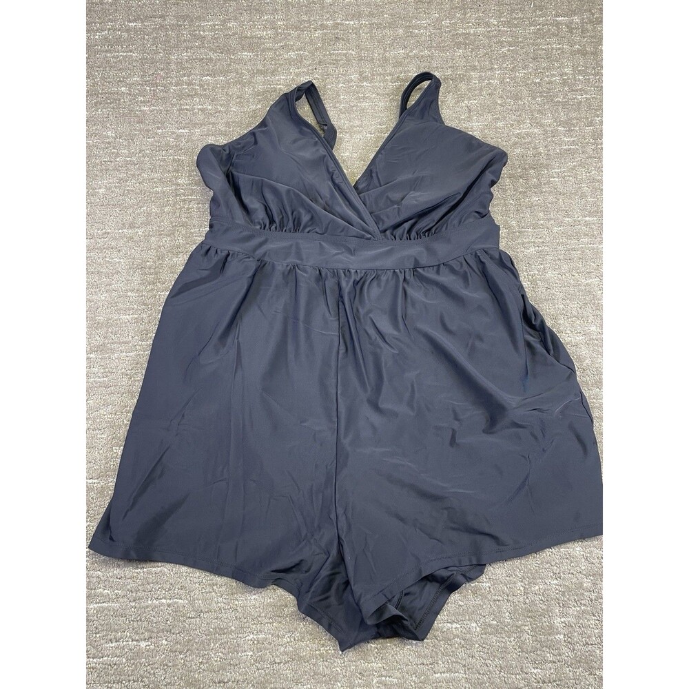 BLOOMCHIC One Piece Swimdress Swimsuit Black Solid Plus 18-20